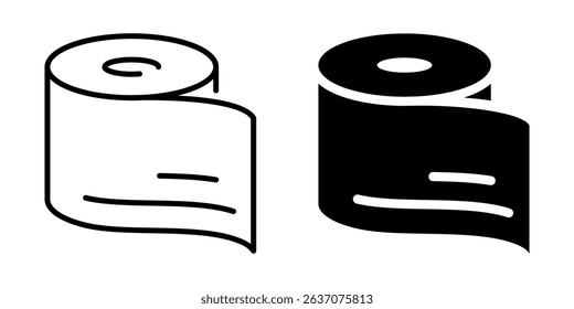 Toilet paper roll icon. Line and silhouette style.