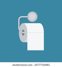 Toilet paper roll with metal holder. illustration in flat style