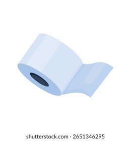 Toilet Paper Roll Minimalistic flat vector illustration isolated on white Background.  Ideal for hygiene, bathroom, cleanliness, daily essentials, or healthcare-related design themes.