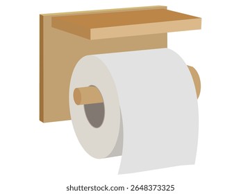 Papel higiênico rolo no suporte de parede ilustração