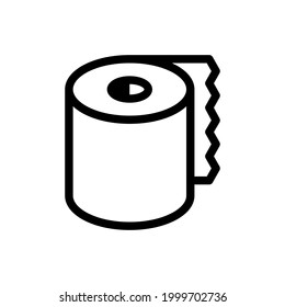 Toilet paper roll outline icon. Vector isolated on white background.