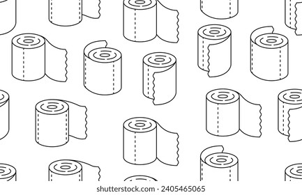 Toilet paper roll seamless pattern. Vector illustration. Set of toilet paper rolls. Flat illustration. Collection of toilet paper rolls