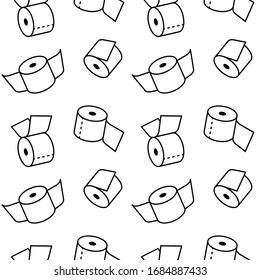 Toilet paper roll. Seamless vector pattern. Plenty of paper flying. Background of household tissue.