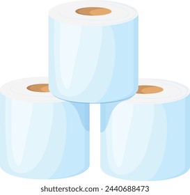 Toilet paper roll stack. Cartoon soft towel isolated on white background