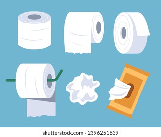 Toilet paper roll towel bathroom sanitary hygienic concept. Vector flat graphic design illustration	