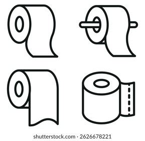 Toilet paper roll, towel flat glyph icons. Hygiene vector illustrations