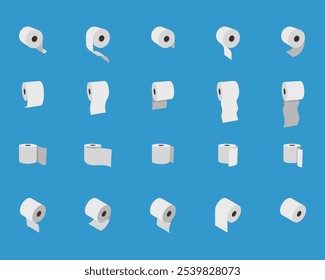 Toilet paper roll or tube icon design, template for wc. Bathroom hygiene icons, kitchen cleaning towel. Blank soft scroll product.