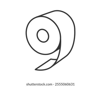 Toilet paper roll or tube icon design, template for wc. Bathroom hygiene icons, kitchen cleaning towel. Blank soft scroll product.