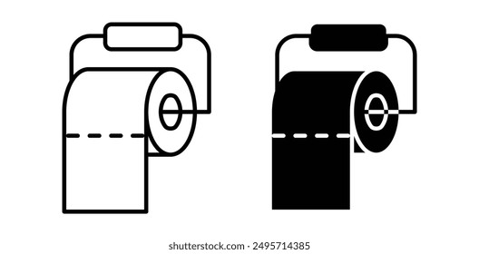 Icono de Vector de rollo de papel higiénico en color negro.