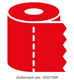 Toilet Paper Roll vector icon. Style is flat symbol, red color, rounded angles, white background.