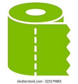 Toilet Paper Roll vector icon. Style is flat symbol, eco green color, rounded angles, white background.