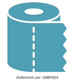 Toilet Paper Roll vector icon. Style is flat symbol, cyan color, rounded angles, white background.