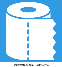 Toilet Paper Roll vector icon. Style is flat symbol, white color, rounded angles, blue background.