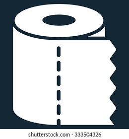 Toilet Paper Roll vector icon. Style is flat symbol, white color, rounded angles, dark blue background.