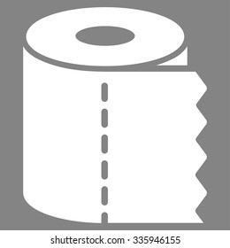 Toilet Paper Roll vector icon. Style is flat symbol, white color, rounded angles, gray background.