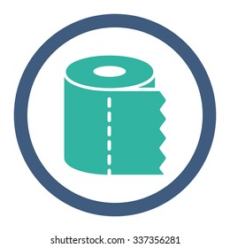 Toilet Paper Roll vector icon. Style is bicolor flat rounded symbol, cobalt and cyan colors, rounded angles, white background.