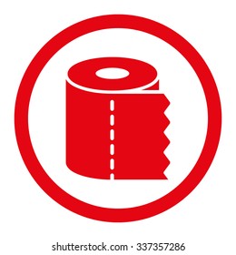 Toilet Paper Roll vector icon. Style is flat rounded symbol, red color, rounded angles, white background.