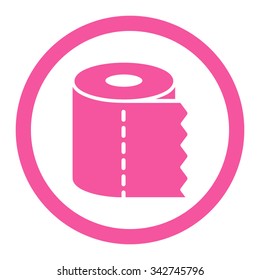 Toilet Paper Roll vector icon. Style is flat rounded symbol, pink color, rounded angles, white background.