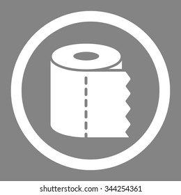 Toilet Paper Roll vector icon. Style is flat rounded symbol, white color, rounded angles, gray background.