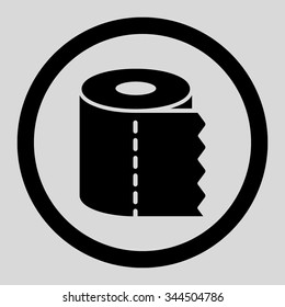 Toilet Paper Roll vector icon. Style is flat rounded symbol, black color, rounded angles, light gray background.