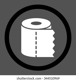 Toilet Paper Roll vector icon. Style is bicolor flat rounded symbol, black and white colors, rounded angles, gray background.