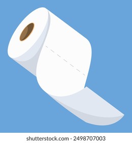 Toilet paper roll. Vector illustration of tissue for personal hygiene. Soft white sheet of toilet paper. Sanitary equipment.