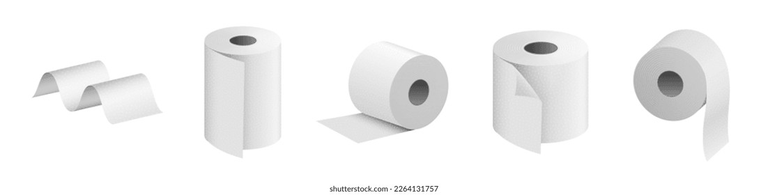 Toilet paper roll vector towel tissue icon. Isolated kitchen 3d paper toilet illustration wc realistic tape bathroom isometric cylinder