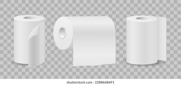 Toilet paper roll vector towel tissue icon. Isolated kitchen 3d paper toilet illustration wc realistic tape bathroom isometric cylinder.	