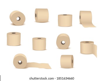 Toilet paper, toilet paper, toilet paper rolls,
different toilet paper rolls group with shadow,
Vector illustration isolated on white background
