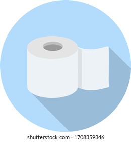 Toilet paper rolls icon in blue circle. Toilet and bathroom element. Hygiene and sanitation. Cartoon flat illustration isolated on white background