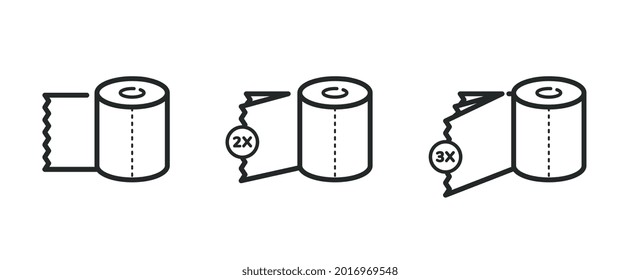 Toilet paper rolls icons with double and triple sheet