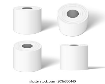 Toilet Paper Rolls Mockup From Different Angles. EPS10 Vector