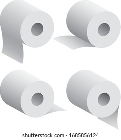 Toilet Paper Rolls Realistic 3D Isolated Vector Illustration