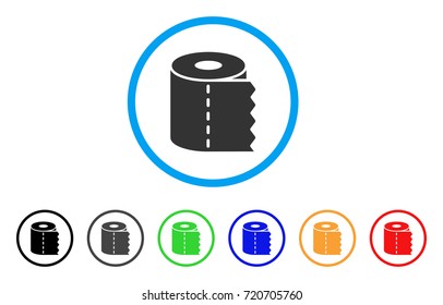 Toilet Paper rounded icon. Style is a flat toilet paper gray symbol inside light blue circle with black, gray, green, blue, red, orange versions. Vector designed for web and software interfaces.