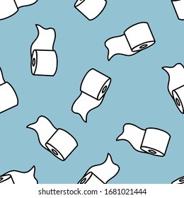 toilet paper seamless doodle pattern, vector illustration