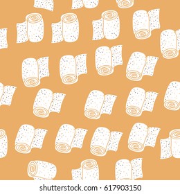 toilet paper  seamless pattern. Hand drawn.