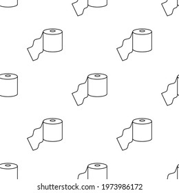 Toilet paper seamless pattern isolated on white background.