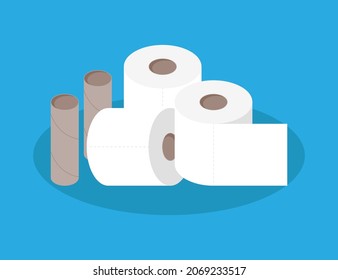 Toilet paper set flat icon
