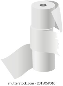 Toilet paper set flat vector illustration. Special paper for wiping. Paper product is used for sanitary and hygienic purposes. Roll of white coiled paper. Bumf isolated on white background