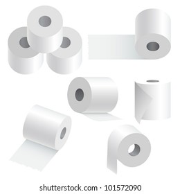 Toilet paper set on white background. Vector illustration.