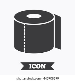Toilet paper sign icon. WC roll symbol. Graphic design element. Flat toilet paper symbol on white background. Vector
