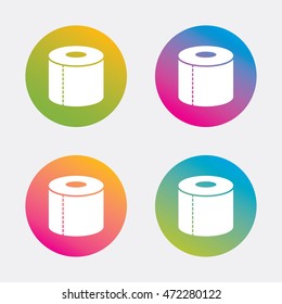 Toilet paper sign icon. WC roll symbol. Gradient flat buttons with icon. Modern design. Vector