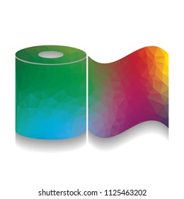 Toilet Paper sign. Vector. Colorful icon with bright texture of mosaic with soft shadow on white background. Isolated.