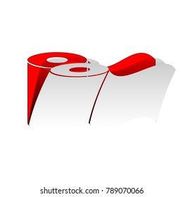 Toilet Paper sign. Vector. Detachable paper icon with red body stock. Isolated.