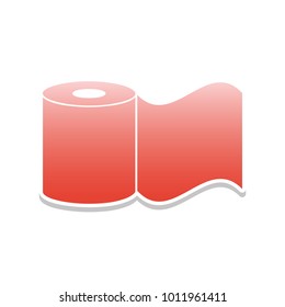 Toilet Paper sign. Vector. Reddish icon with white and gray shadow on white background. Isolated.
