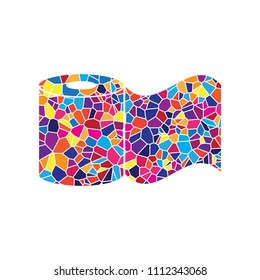 Toilet Paper sign. Vector. Stained glass icon on white background. Colorful polygons. Isolated.