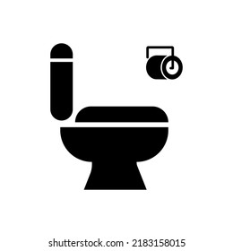Toilet and toilet paper silhouette icon. Bathroom. Vector.