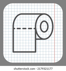Toilettenpapier einfache Symbolvektorgrafik. Flaches Design. Auf Graphpapier. Grauer Hintergrund.ai