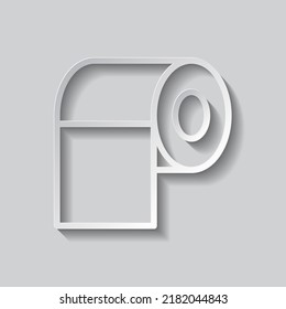 Toilet paper simple icon vector. Flat design. Paper style with shadow. Gray background.ai