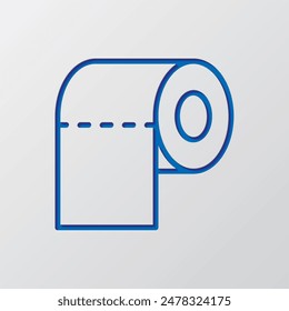 Toilet paper simple icon vector. Flat design. Paper cut design. Cutted blue symbol with shadow. Gray background.ai